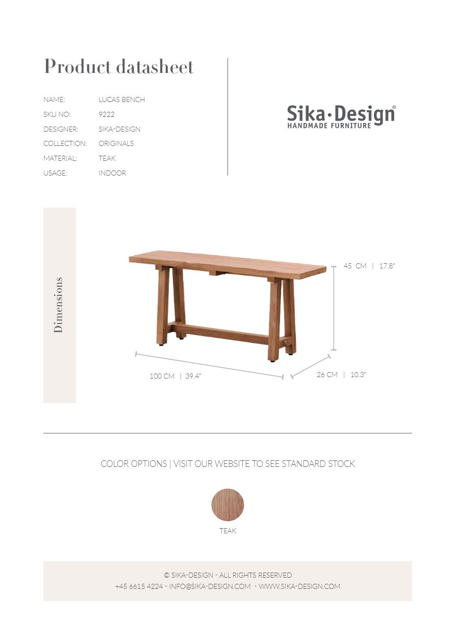 LUCAS Bench By Sika Design