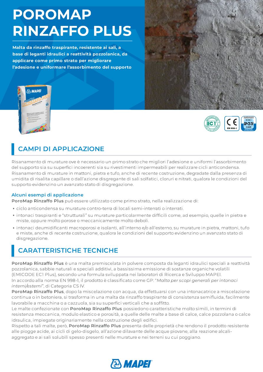 Catalogo POROMAP RINZAFFO PLUS - Scheda tecnica (it)