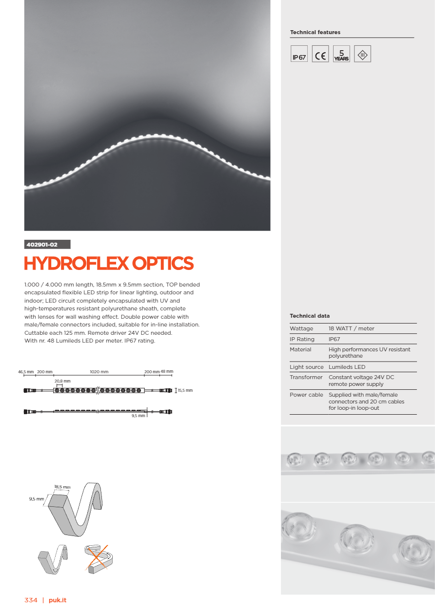 HYDROFLEX Polyurethane LED strip light By PUK