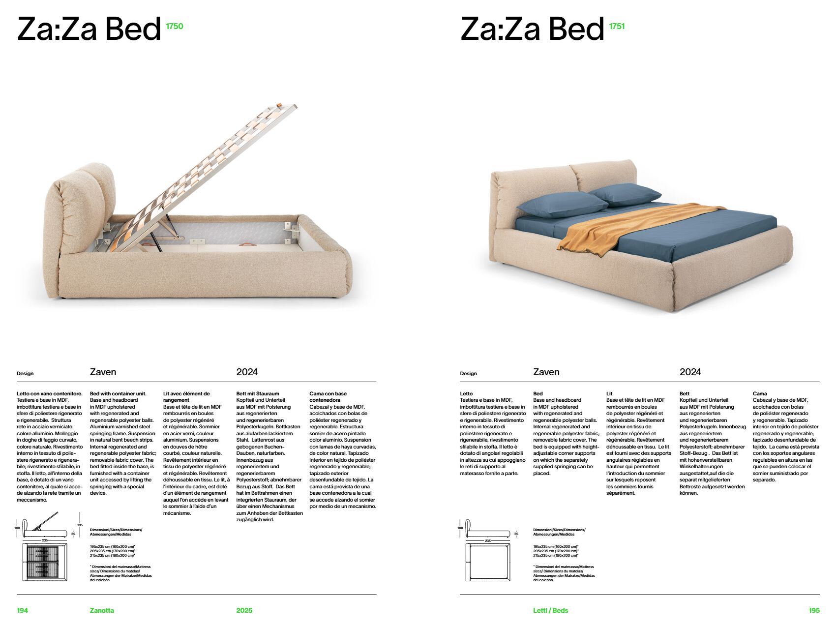 ZA:ZA BED 床 By Zanotta