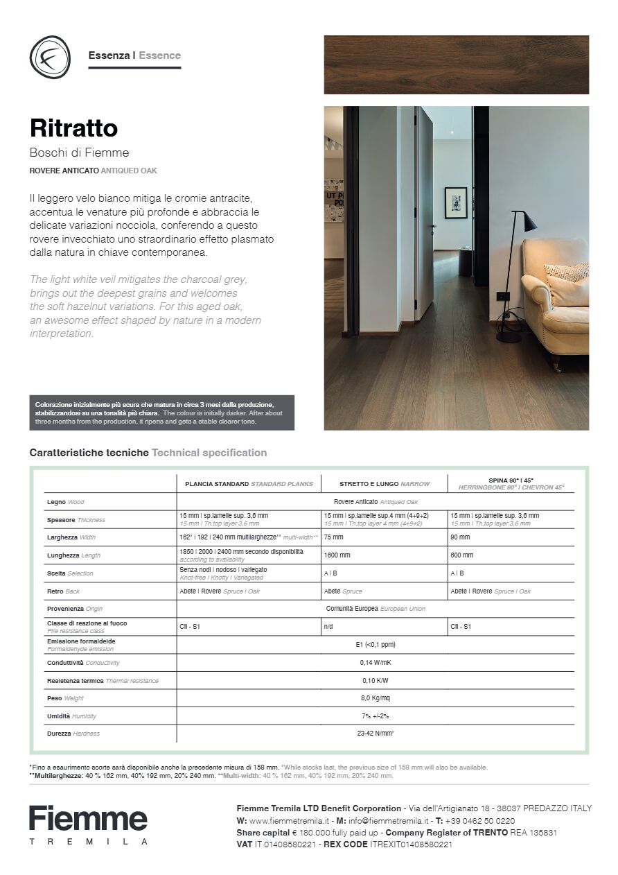 Catalogo RITRATTO - Scheda tecnica (it, en)