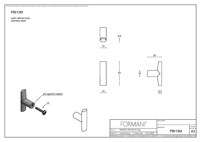 Pomello per cassetti 2023-28 - Cromato - Beslag Design | Pomelli & Maniglie