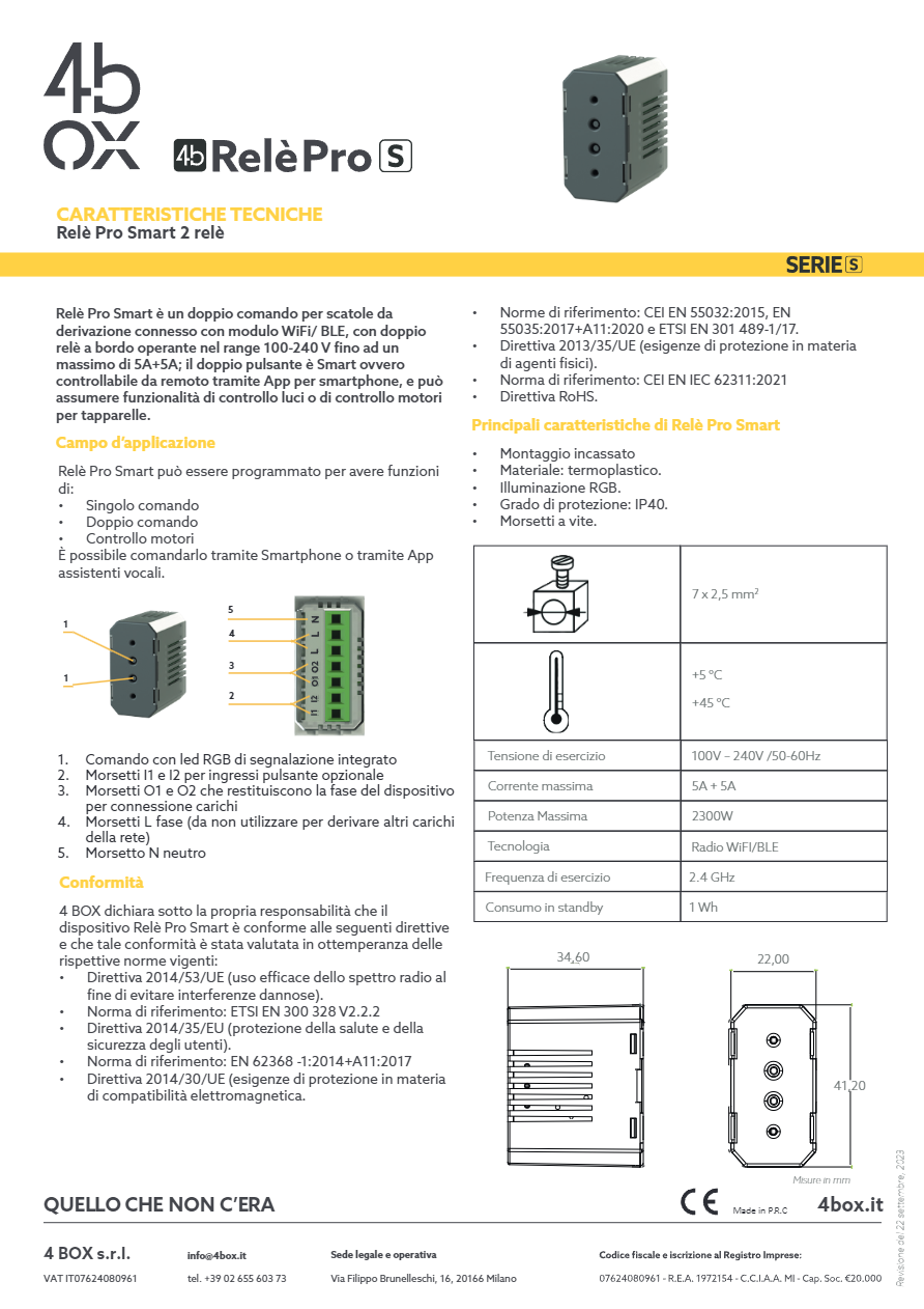 Catalogo Relè Pro S - Scheda tecnica (it)