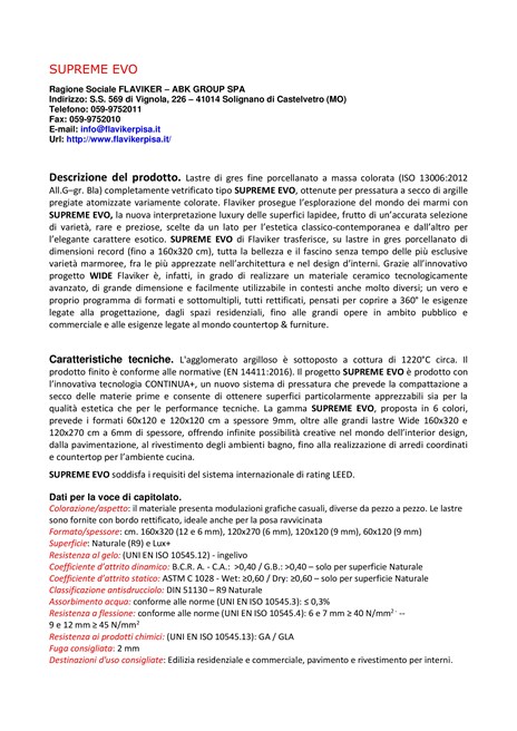 Supreme Evo - Voci di Capitolato (it)