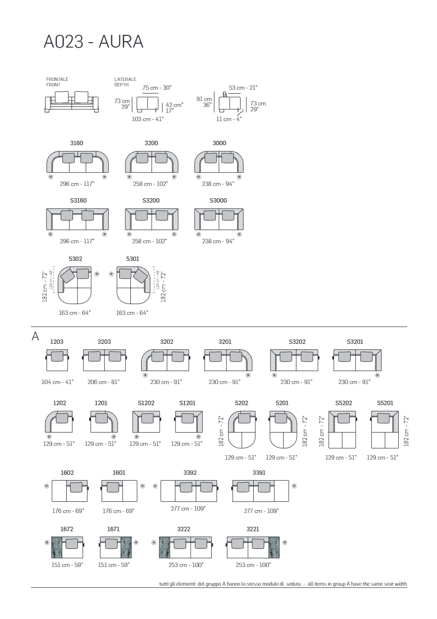 Catalogo A023-AURA dimensioni (it, en)