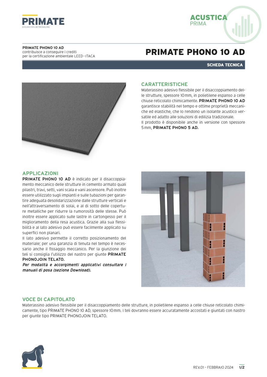 Catalogo Primate Phono 10 AD - Scheda tecnica (it)