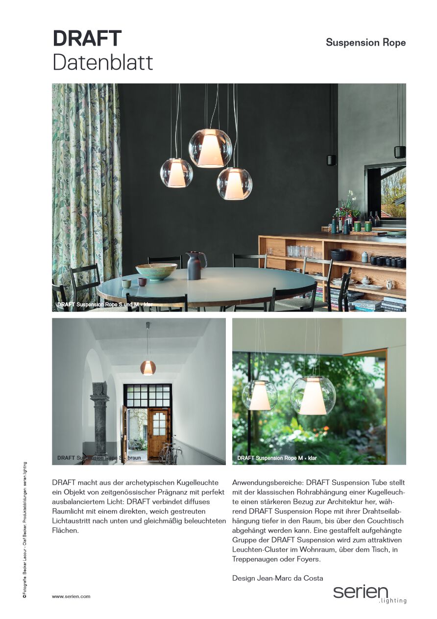 Deaft Rope DRAFT ROPE Lampada a sospensione By serien.lighting