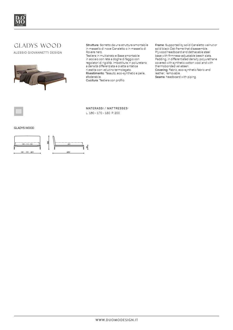 GLADYS WOOD Cama By Duomo Design | design Alessio Giovannetti