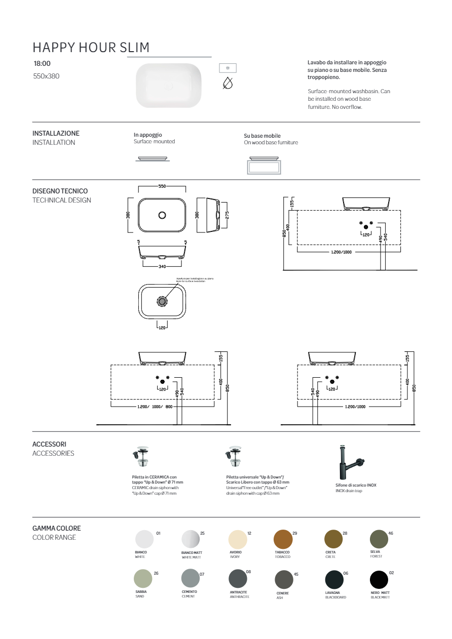 HAPPY HOUR SLIM 1800 Washbasin By HATRIA