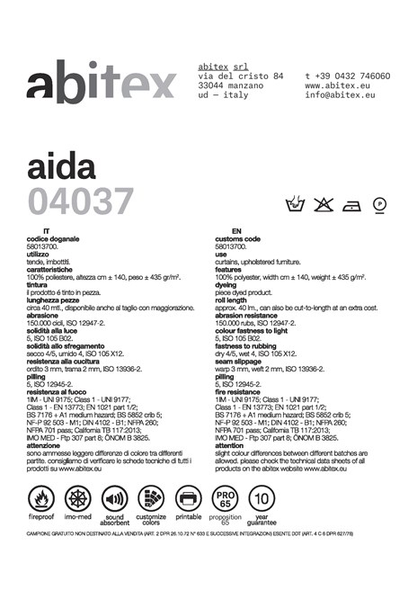 Catalogo AIDA Technical Sheet (it, en)