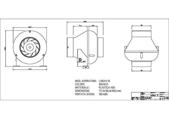 La Ventilazione Aspirazione centrifugo per condotti LINEAV12 Ø 120 mm -  Centro Edile Srl