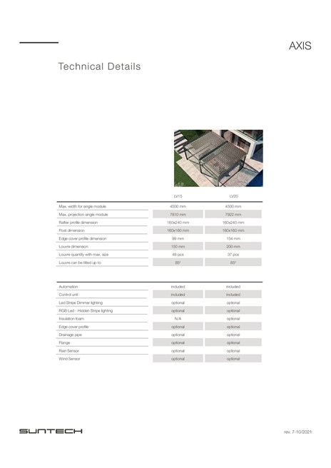 Freestanding aluminium pergola with built-in lights AXIS By Suntech