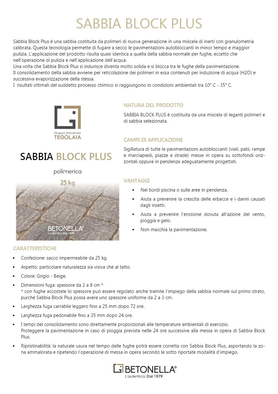 Catalogo SABBIA BLOCK PLUS