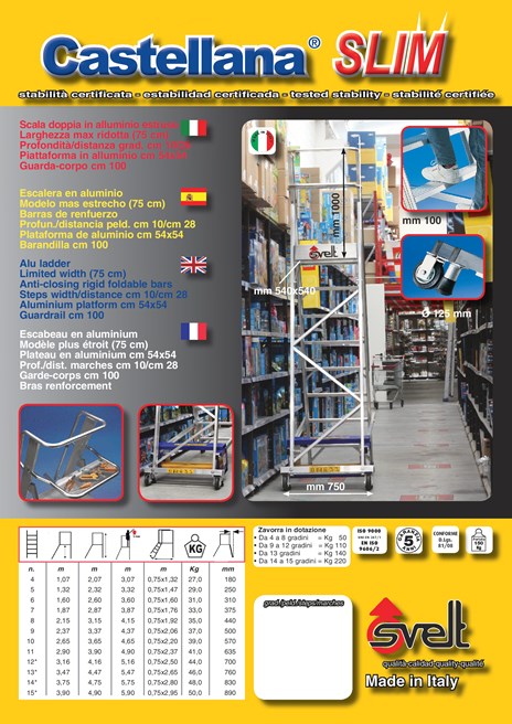 Scala Alluminio Professionale Svelt - 8 Gradini Con Guardacorpo, Piattaforma 30x25.5cm, Portata 150kg - Foto 7