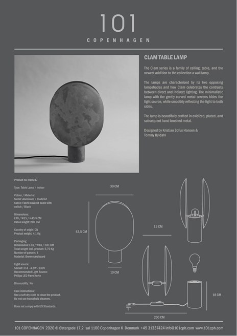 CLAM table lamp oxidized (en)
