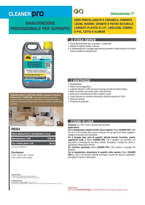 Detergente per pavimenti CLEANER PRO - FILA Solutions - Edilportale