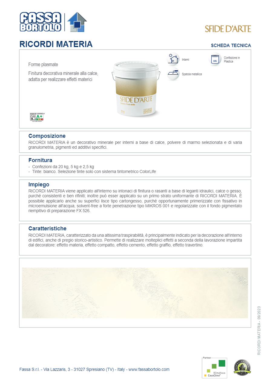 Ricordi Materia - Scheda tecnica (it)