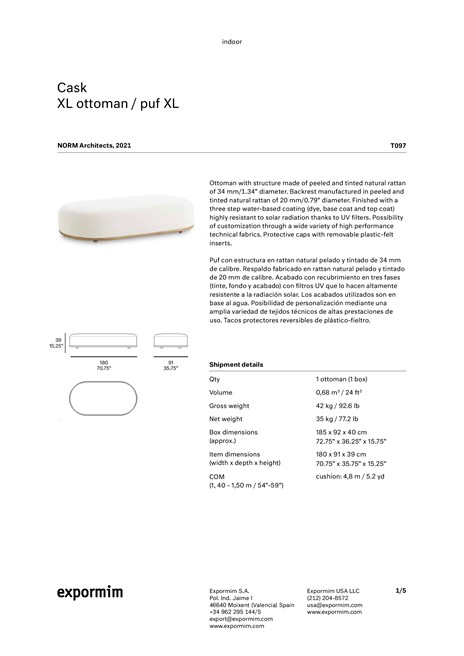 Cask XL ottoman - T097 (en, es)