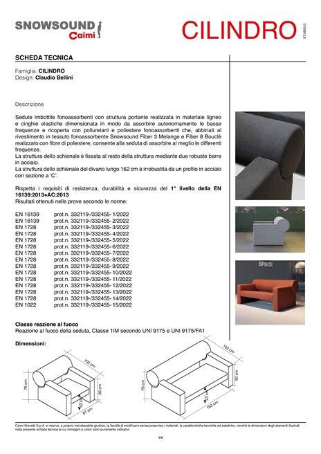 CILINDRO Divano fonoassorbente in tessuto a 2 posti By Caimi Brevetti ...