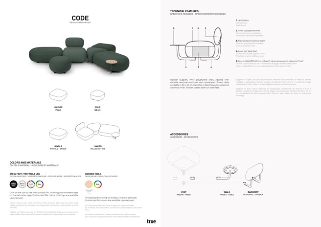 CODE | Rectangular pouf Code Collection By True Design design PARISOTTO ...