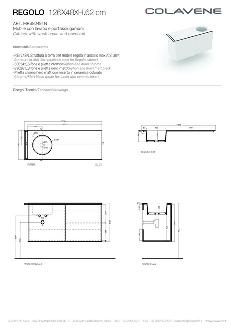 Catalogo Colavene - Specsheets - Regolo - Large size (it)