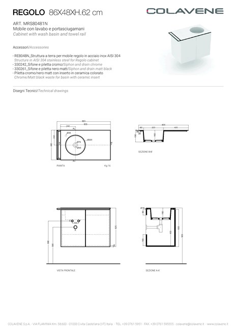 Catalogo Colavene - Specsheets - Regolo - Small size (it)