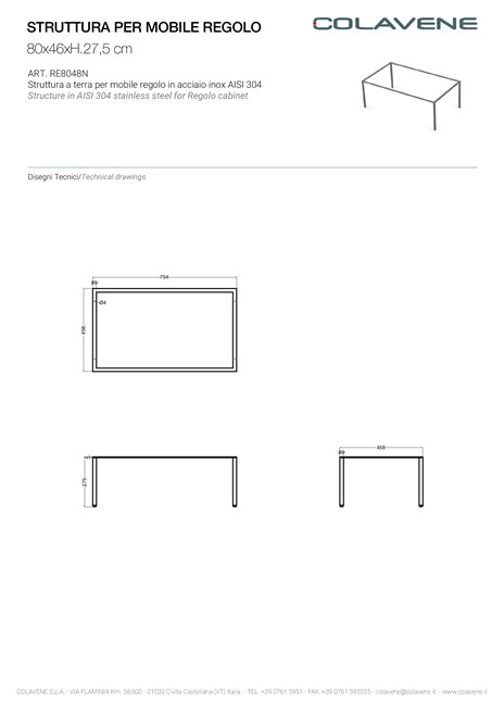 Catalogo Colavene - Specsheets - Regolo - Small size structure (it)