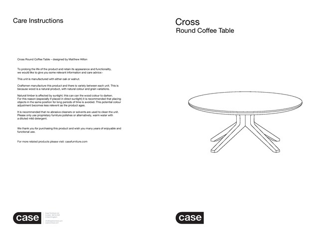 CROSS Round oak coffee table By Case | design Matthew Hilton