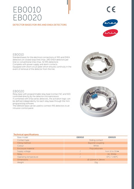 EB0010/EB0020 Detector base By INIM