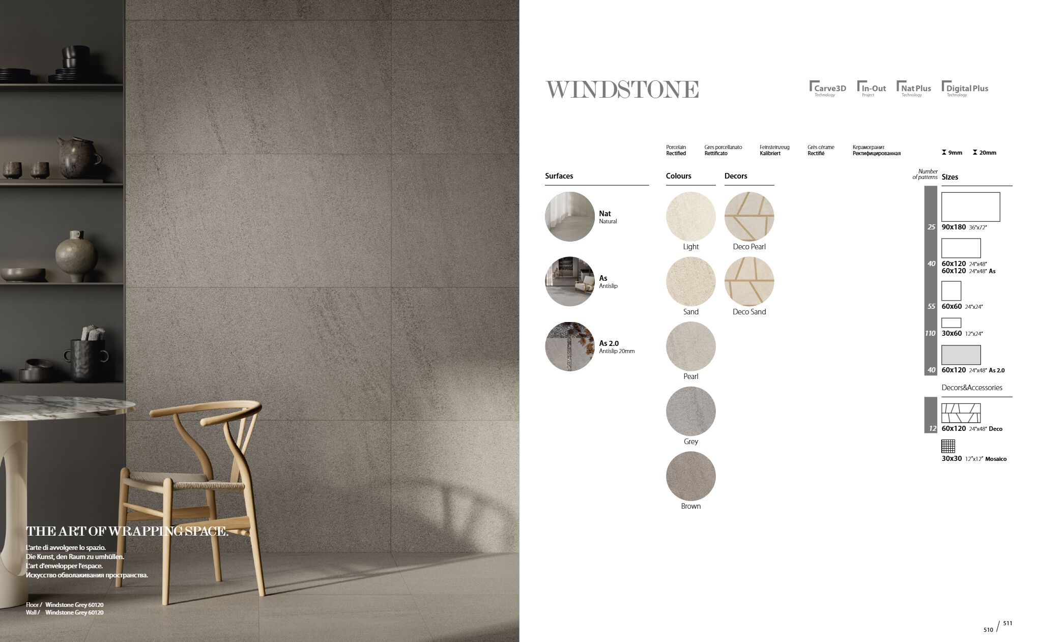 Lesser Windstone WINDSTONE DECO PEARL Revestimiento de pared/suelo de gres porcelánico ...