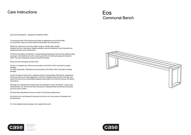 EOS | Aluminium garden bench By Case design Matthew Hilton