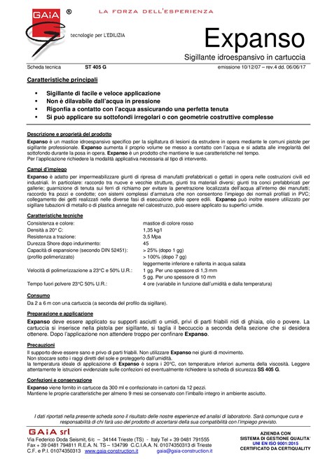 Expanso - sigillante idroespansivo