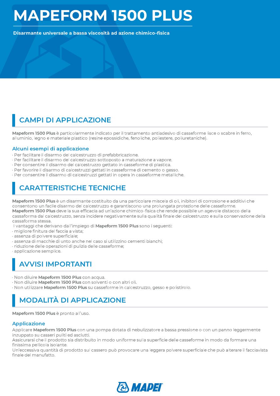 Catalogo Mapeform 1500 Plus - Scheda tecnica (it)