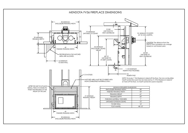 Gas built-in fireplace FV36 FullView Landscape Collection By Mendota