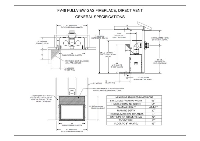 Gas built-in fireplace FV48 FullView Landscape Collection By Mendota