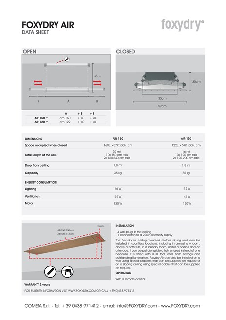 FOXYDRY AIR | Wall-mounted drying rack Steel drying rack By Foxydry