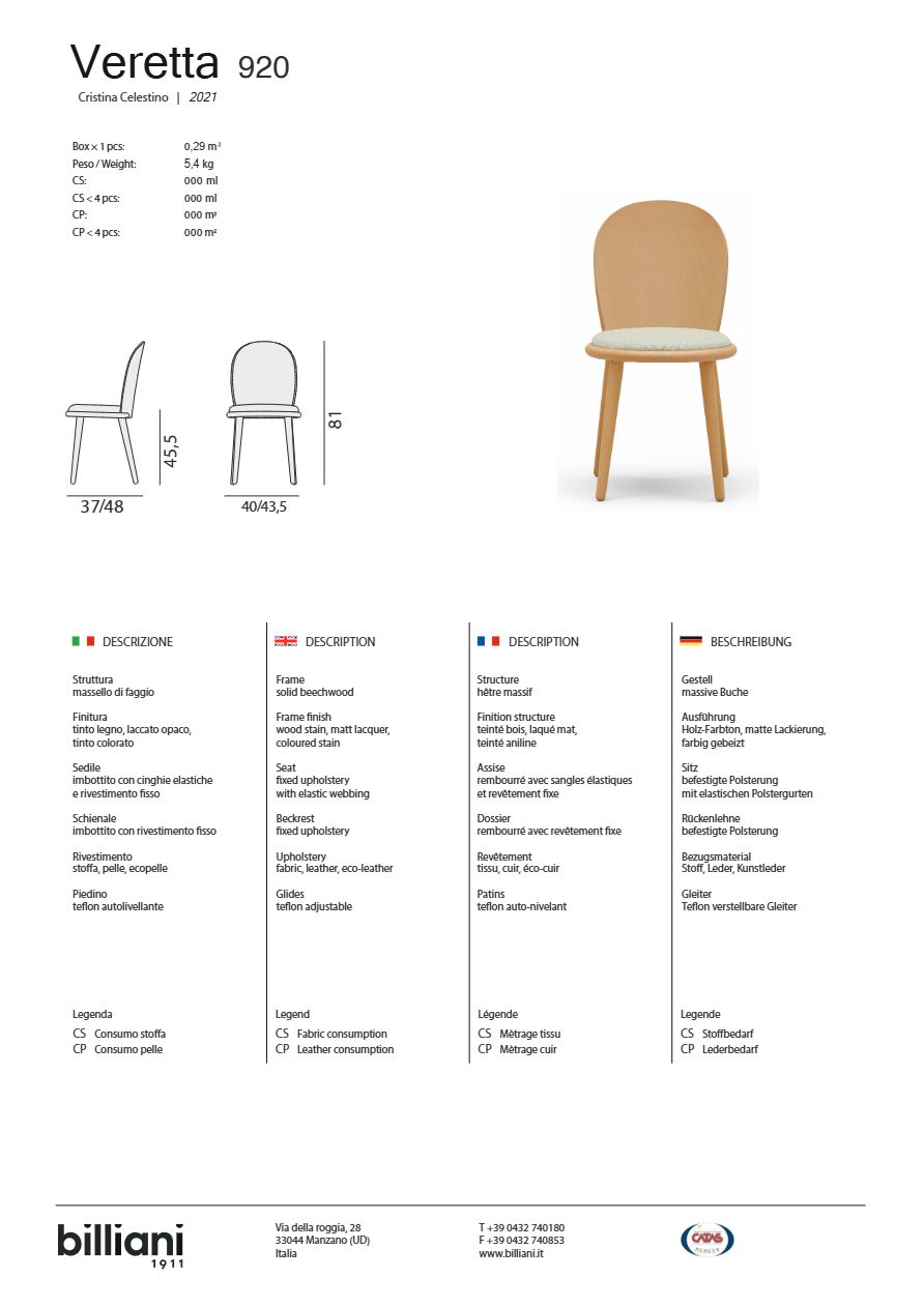 Veretta 920 (it, en, fr, de)