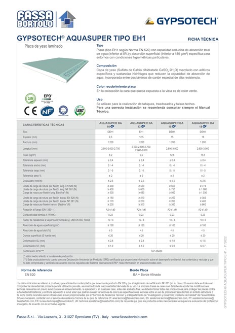 5 Pannelli In Cartongesso Idrorepellente Gypsotech AQUA EH2 - Cartongesso Fai Da Te