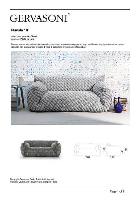 NUVOLA 10 Divano By Gervasoni design Paola Navone