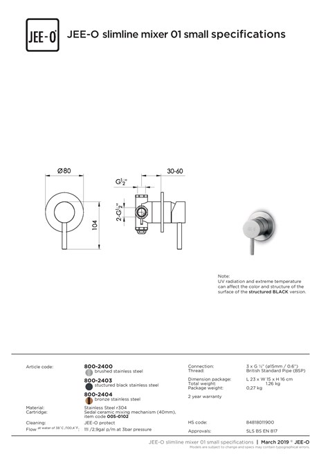 JEE O Slimline mixer 01 small specifications