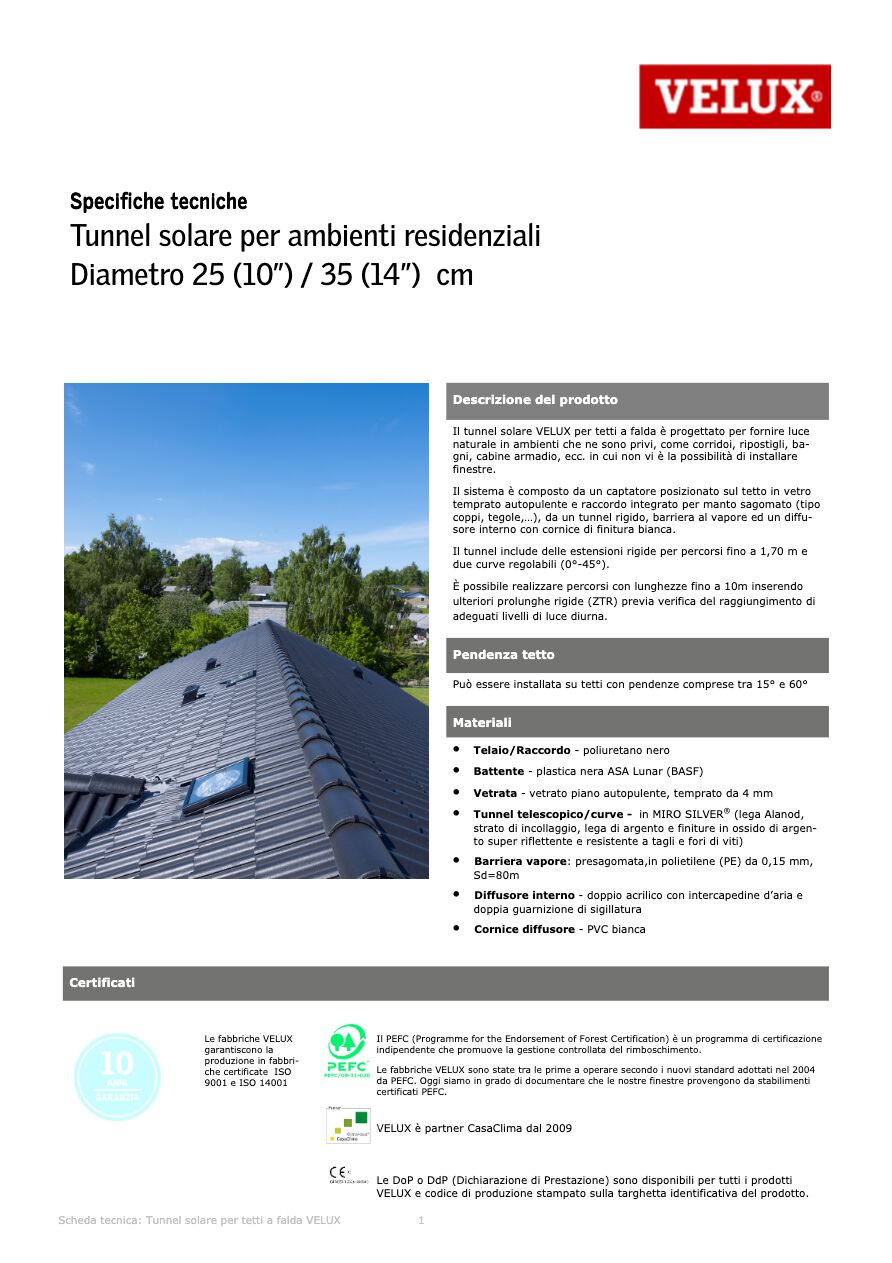 Catalogo Scheda Tunnel Solare TWR VELUX