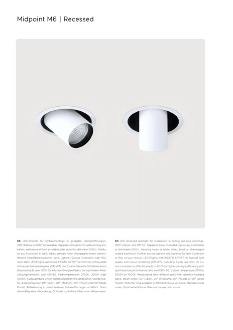 LED adjustable recessed spotlight MIDPOINT M6 By Lightnet