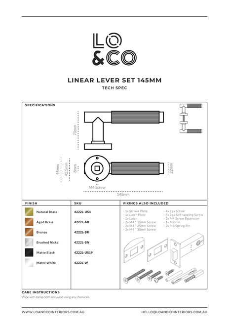 Catalogo Linear Lever Set 145mm Technical Specification (en)