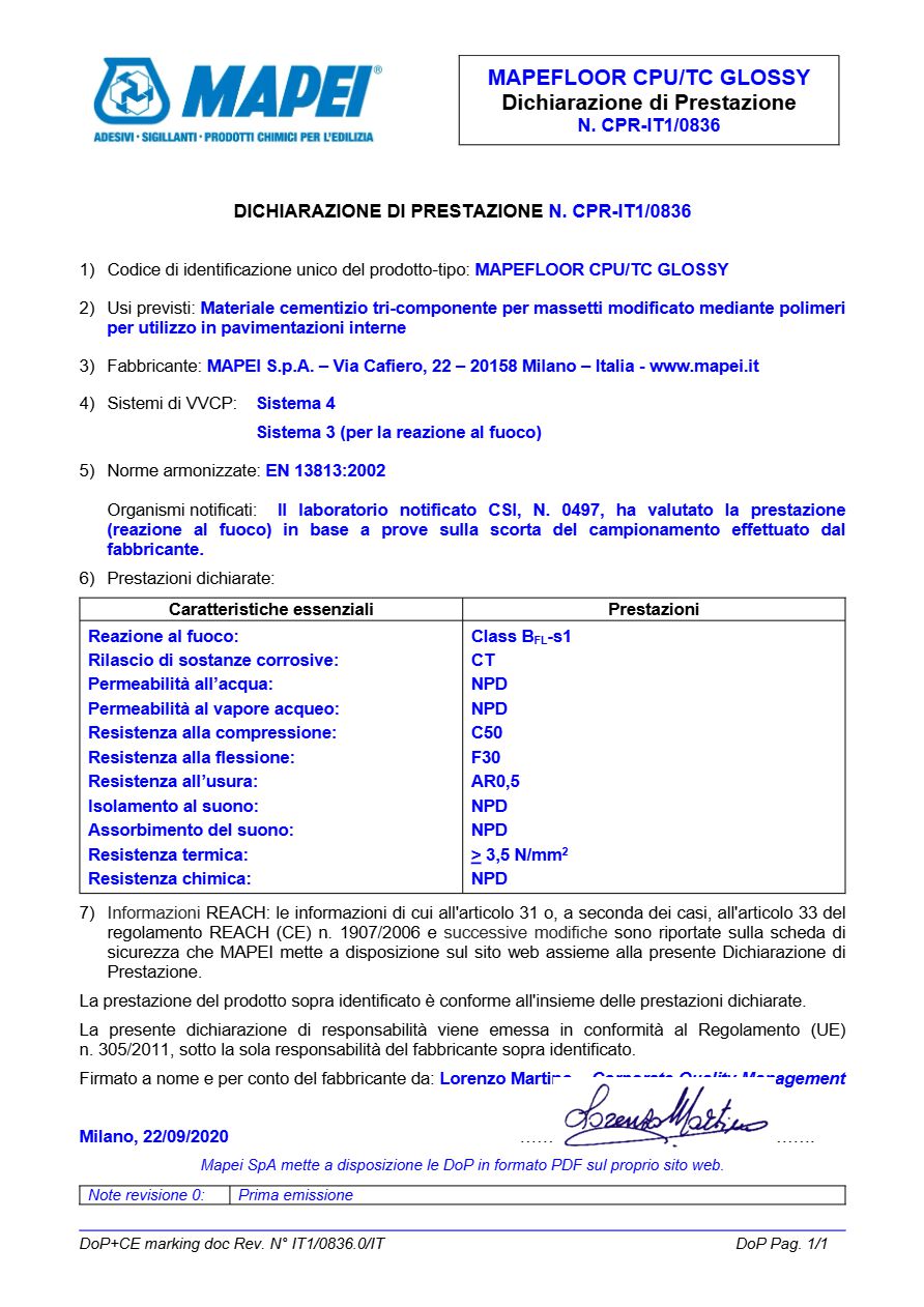 MAPEFLOOR CPU/TC GLOSSY - Dichiarazione di prestazione (it)