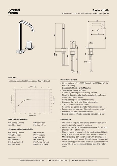 M109 | Miscelatore per lavabo By Varied Forms
