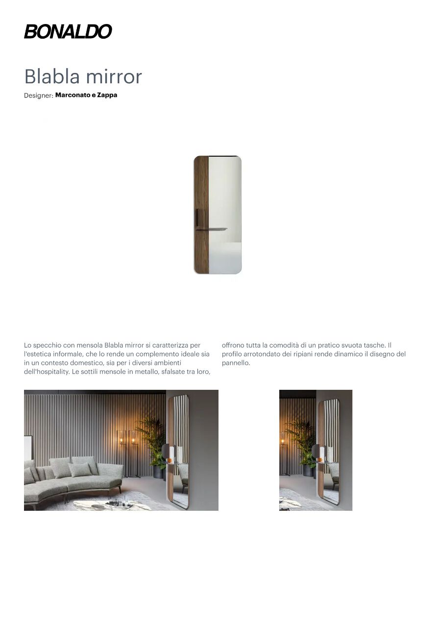 BLABLA Specchio rettangolare con mensola da parete By Bonaldo | design ...