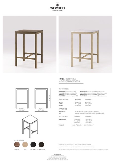 NUDA | High table Square solid wood high table By Wewood | design