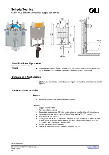 Catalogo OLI74 Plus Simflex Meccanica doppia adduzione (it)