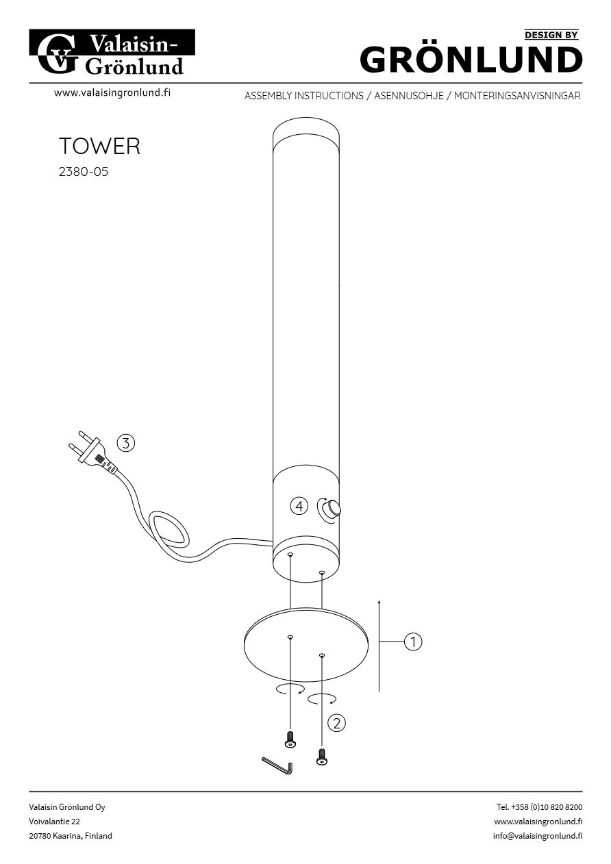 Table Lamp Assembly TOWER TABLE LAMP Table lamp By Valaisin Grönlund