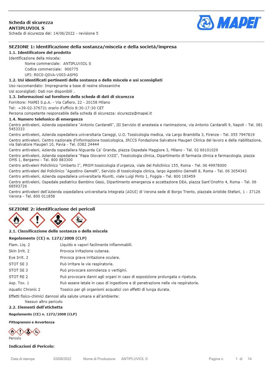 ANTIPLUVIOL S - Scheda di sicurezza (it)